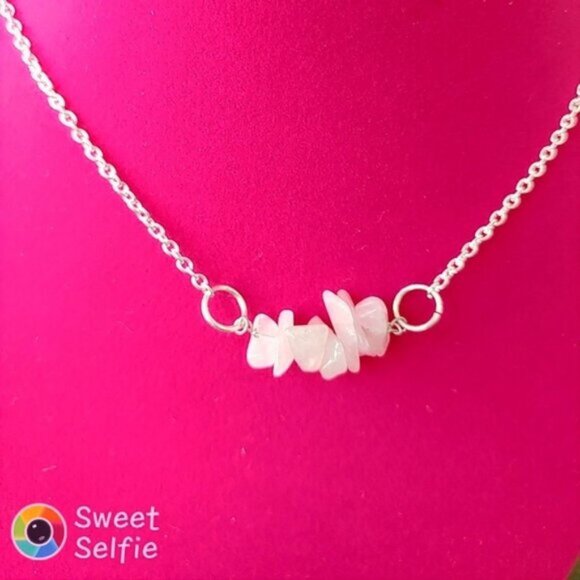 Alquimia Jewelry - Minimalist pink quartz pendant 925 silver delicate necklace